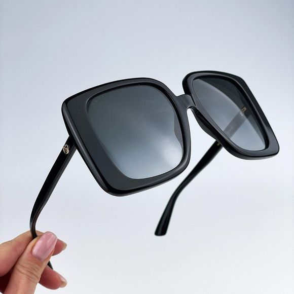 Gucci GG1314S 001 Sunglasses Black Dark Grey Oversized Square Women